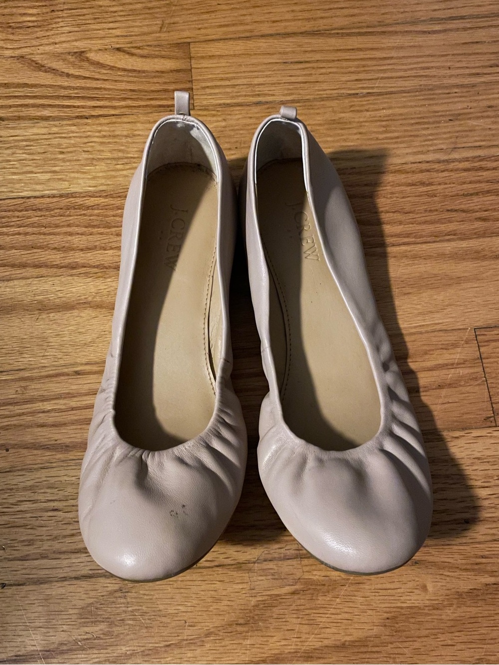 J.crew pink leather ballet flats